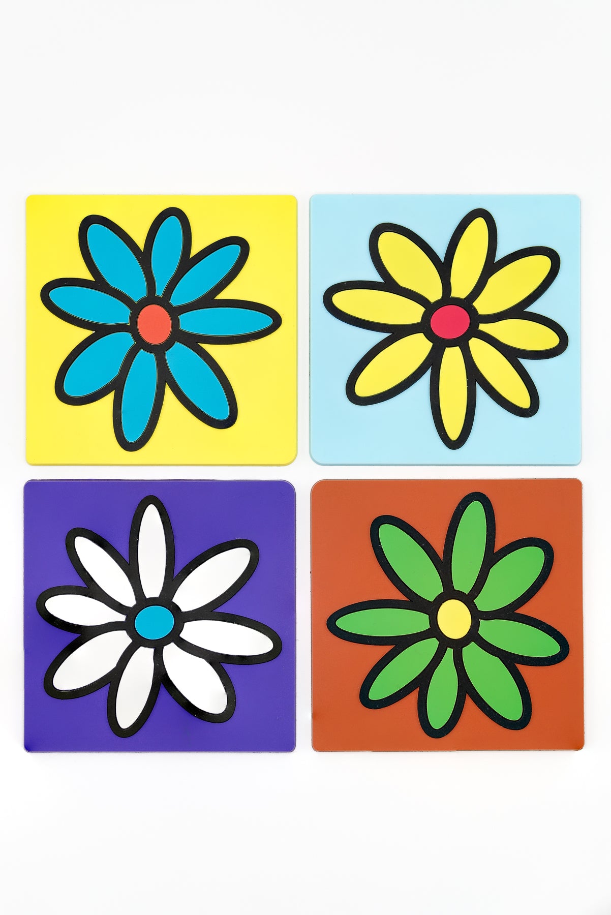 Feel Good Daisy Coasters - 4 Pack w/Free Koozie